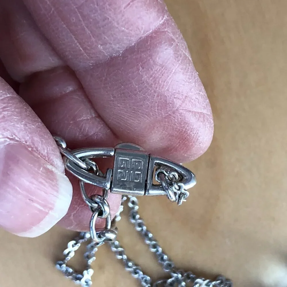 Vintage Givenchy Blue Crystal Drop Necklace